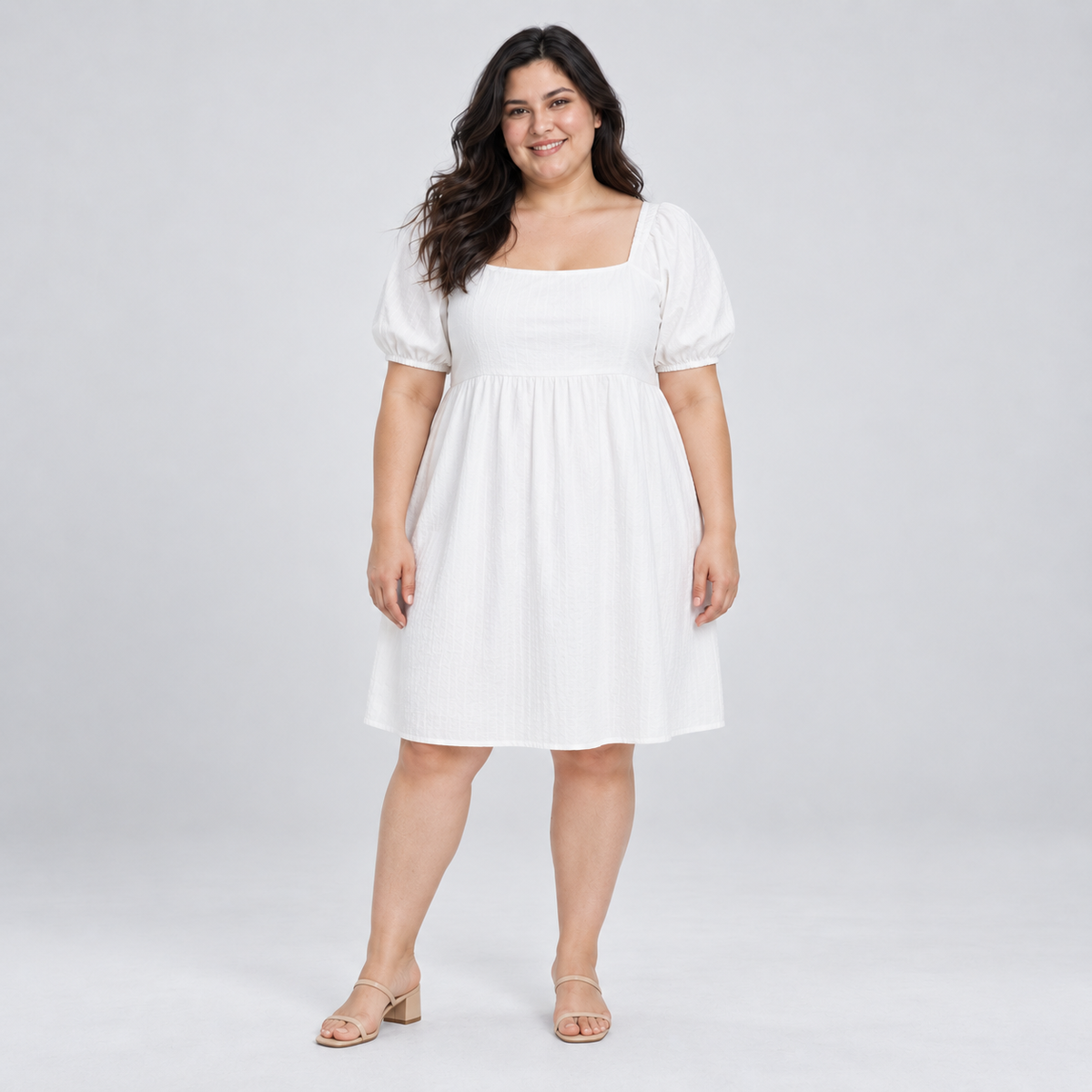 Vestido verano mujer Old Navy blanco hombro arrepollado XL