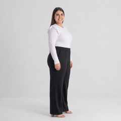 Palazzo algodón afranelado forrado mujer talla grande confección nacional negro XL a 3XL