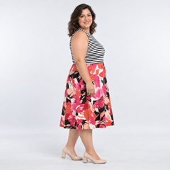 Vestido rayas y floral mujer talla grande Studio One