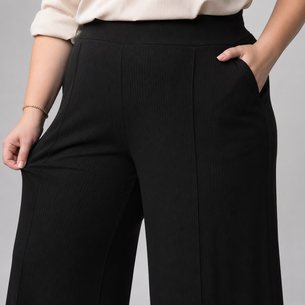 Pantalón palazzo mujer de algodón canalé talla grande confección nacional