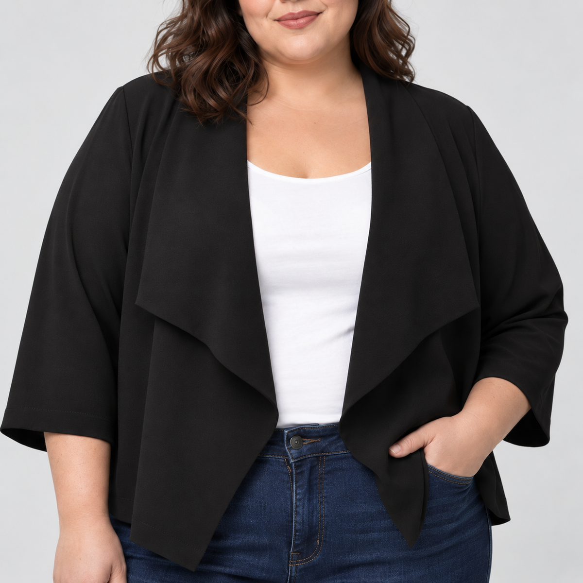 Chaqueta negra abierta mujer talla grande Max Studio XL