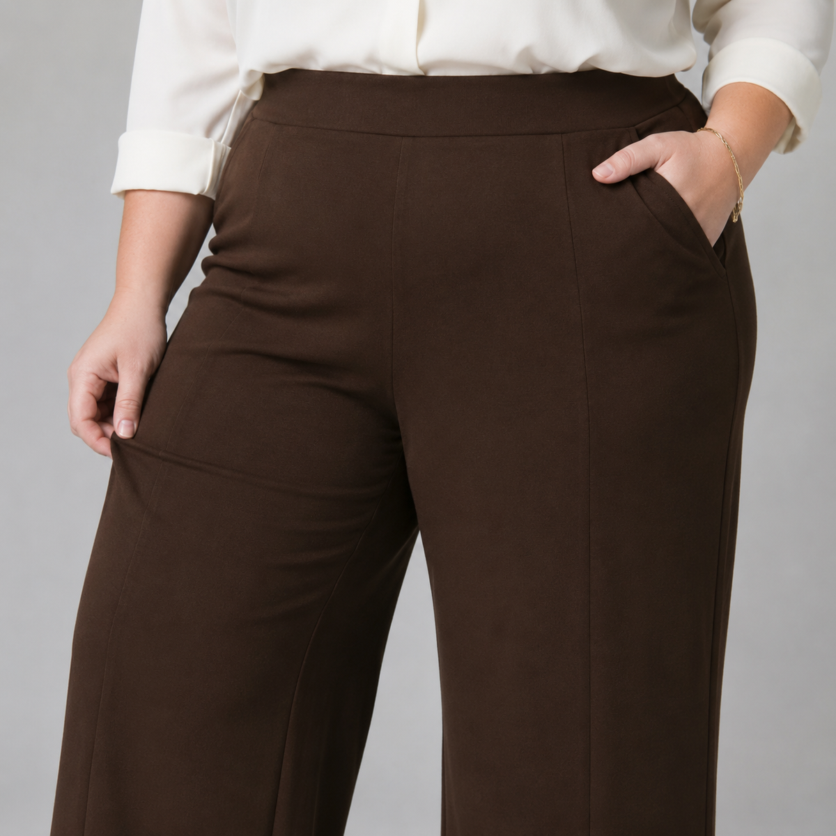 Pantalón palazzo liso tela Sofía mujer talla grande confección nacional