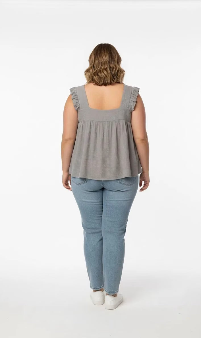 Blusa gris sin mangas mujer talla grande Miss Selfie XL