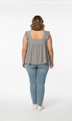 Blusa gris sin mangas mujer talla grande Miss Selfie XL