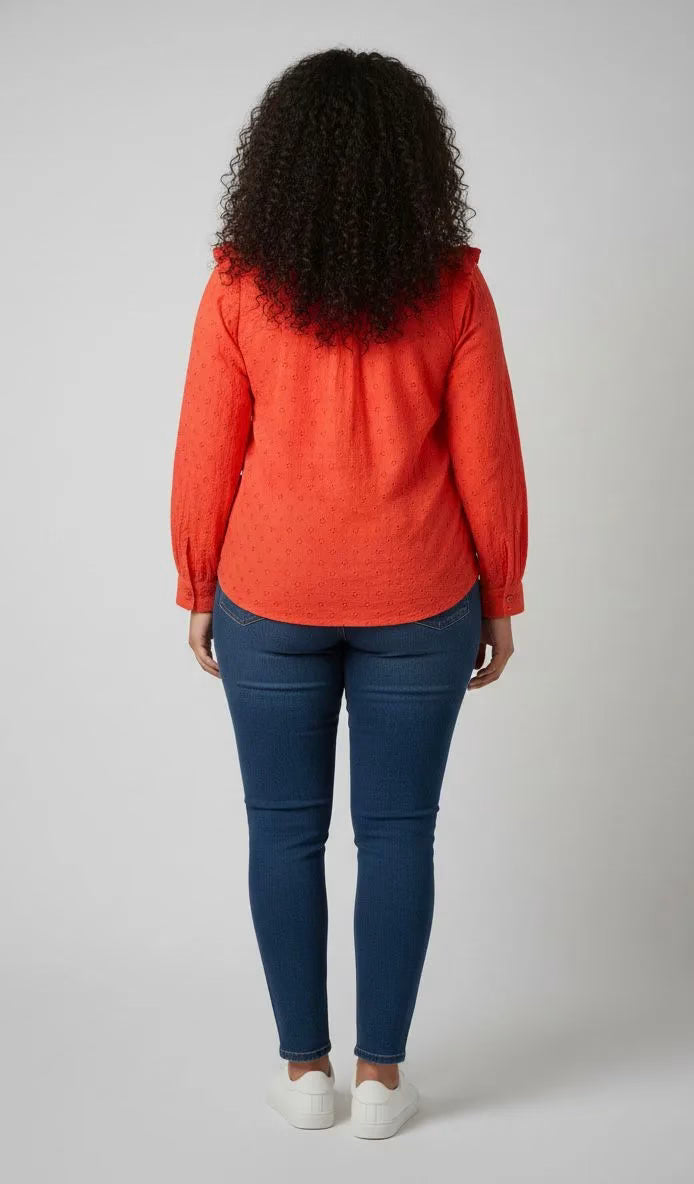 Blusa naranja con broderie mujer talla grande Sheup 3XL