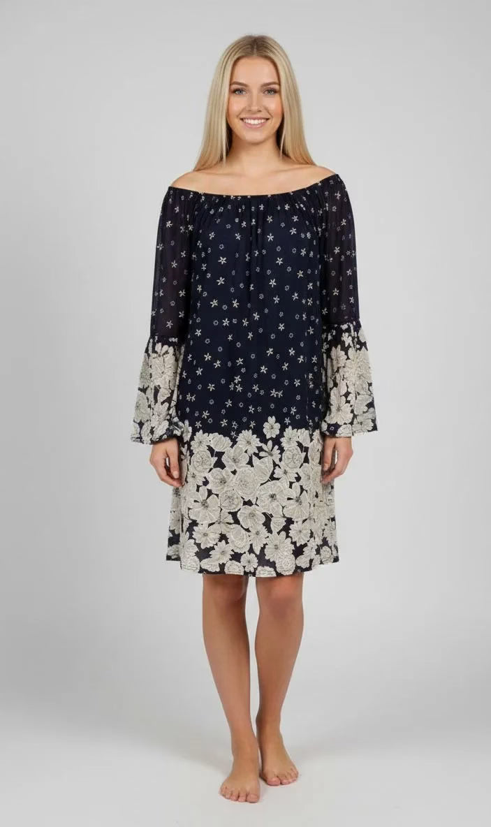 Vestido azul flores bordadas mujer talla grande Siren Lily 2XL