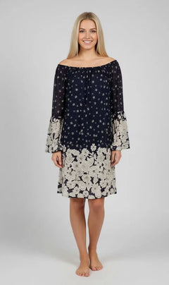 Vestido azul flores bordadas mujer talla grande Siren Lily 2XL