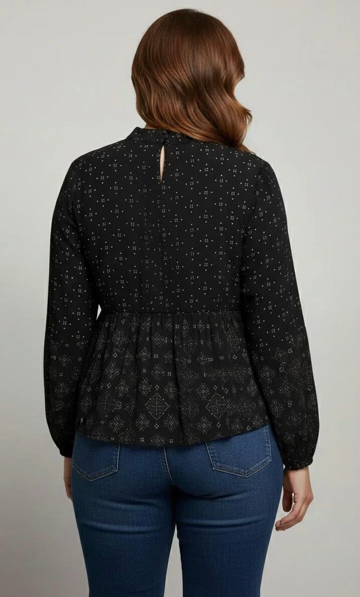 Blusa negra con lunares blancos mujer talla grande Style & Co 2XL