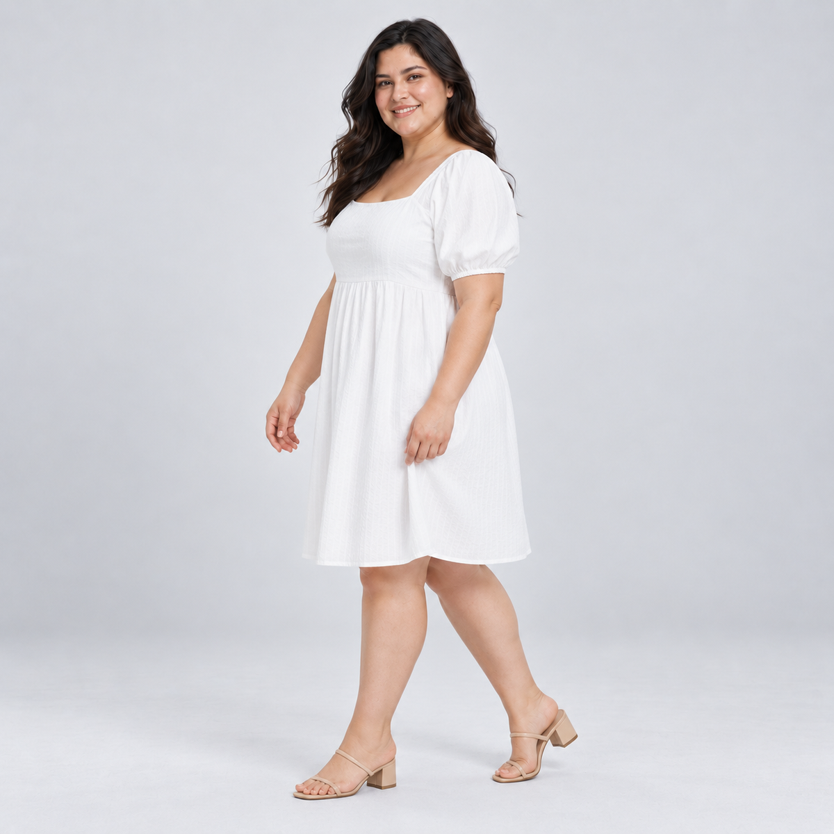 Vestido verano mujer Old Navy blanco hombro arrepollado XL