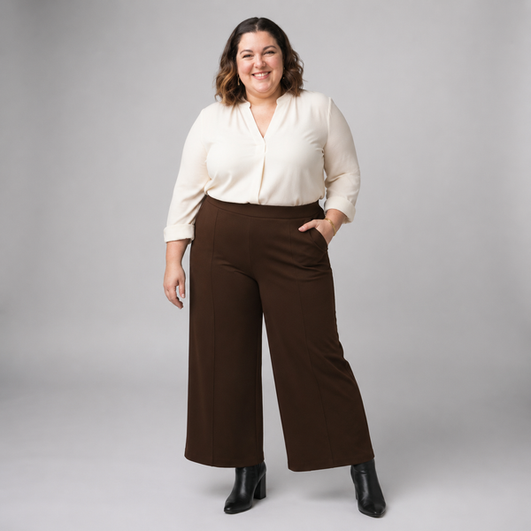 Pantalón palazzo liso tela Sofía mujer talla grande confección nacional
