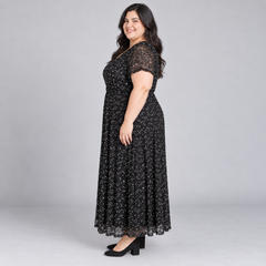 vestido de encaje negro y lunares lanebryant 2XL