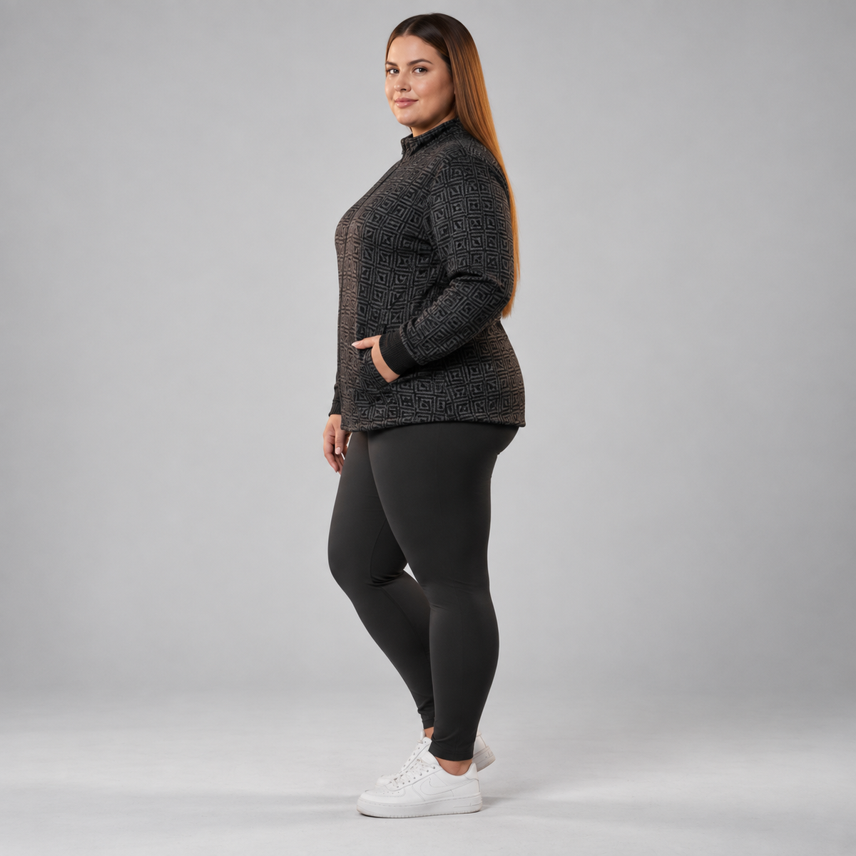 Polerón gris mujer Liz Claiborne con figuras talla grande