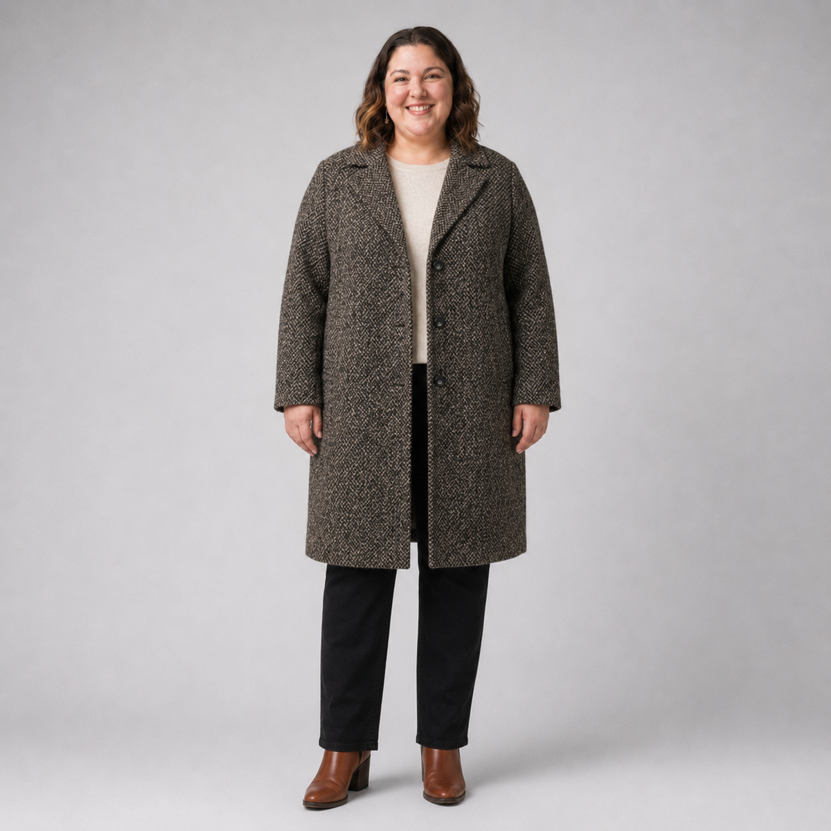 Abrigo jaspeado mujer talla grande Ava Viv XL–2XL