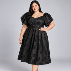 Vestido negro City Chic con manga abombada talla XL