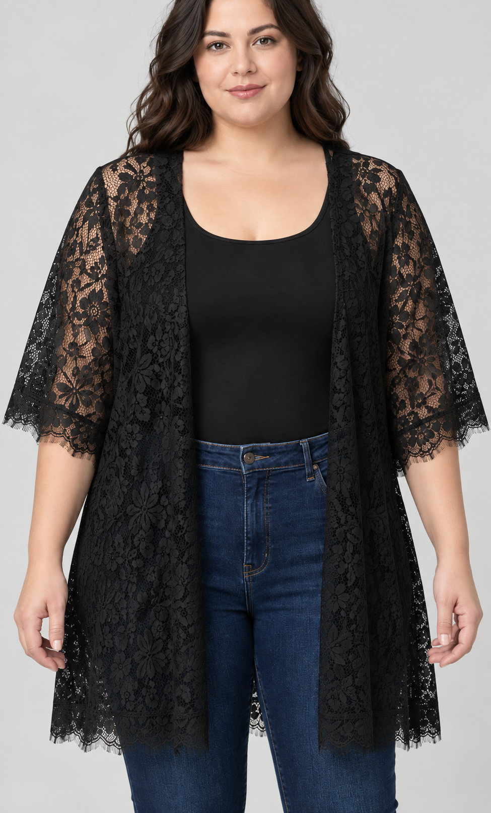 Tapadito negro de encaje mujer talla grande Torrid