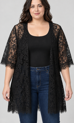 Tapadito negro de encaje mujer talla grande Torrid