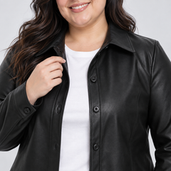 Sobrecamisa eco cuero negra mujer talla grande XL