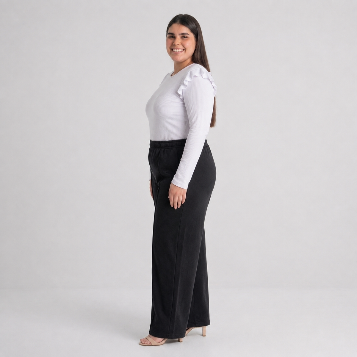 Palazzo algodón afranelado forrado mujer talla grande confección nacional negro XL a 3XL