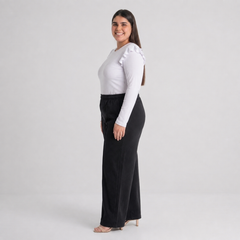 Palazzo algodón afranelado forrado mujer talla grande confección nacional negro XL a 3XL