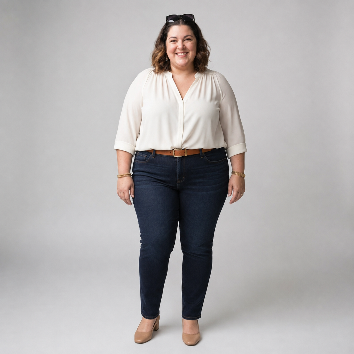 Jeans Old Navy mujer talla grande corte recto semi elasticado
