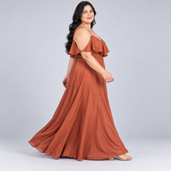 Vestido de gala rosa cobrizo de tirantes talla 2XL