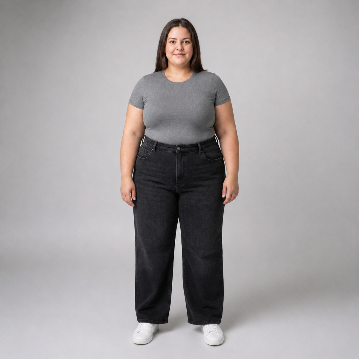 Jeans wide leg negro mujer talla grande confección nacional