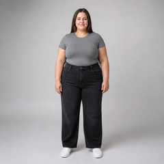 Jeans wide leg negro mujer talla grande confección nacional