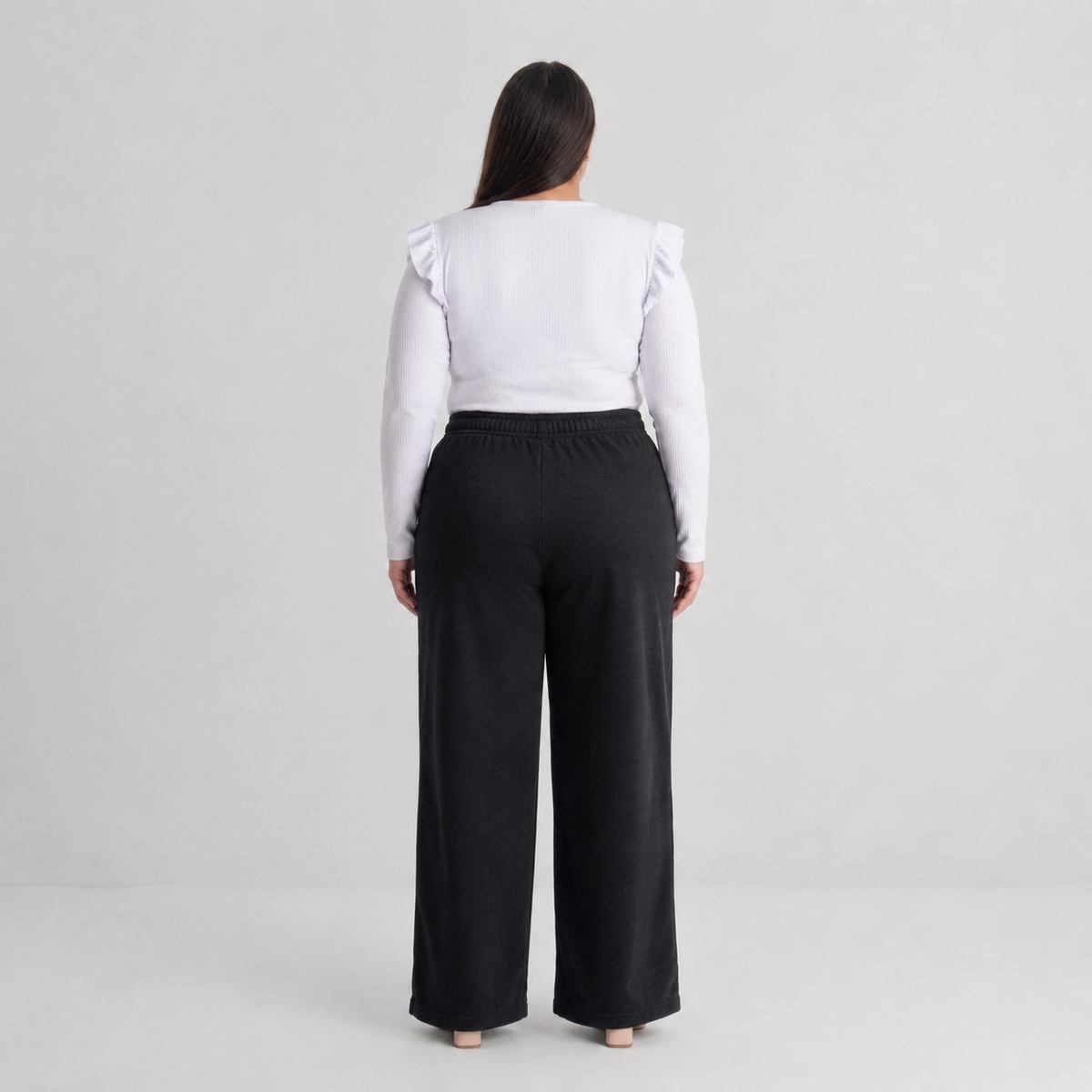 Palazzo algodón afranelado forrado mujer talla grande confección nacional negro XL a 3XL