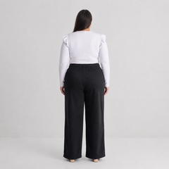 Palazzo algodón afranelado forrado mujer talla grande confección nacional negro XL a 3XL