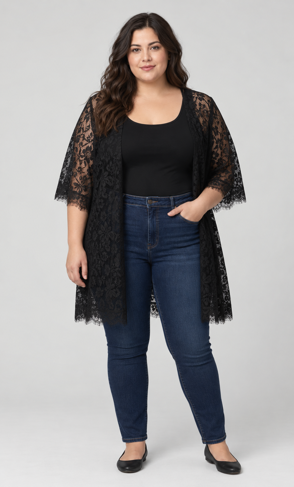Tapadito negro de encaje mujer talla grande Torrid