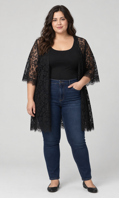 Tapadito negro de encaje mujer talla grande Torrid