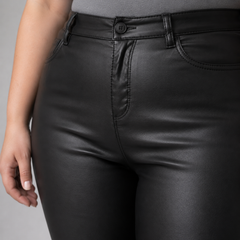 Jeans negro Ana eco cuero mujer talla grande