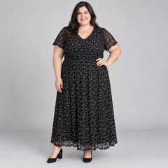 vestido de encaje negro y lunares lanebryant 2XL