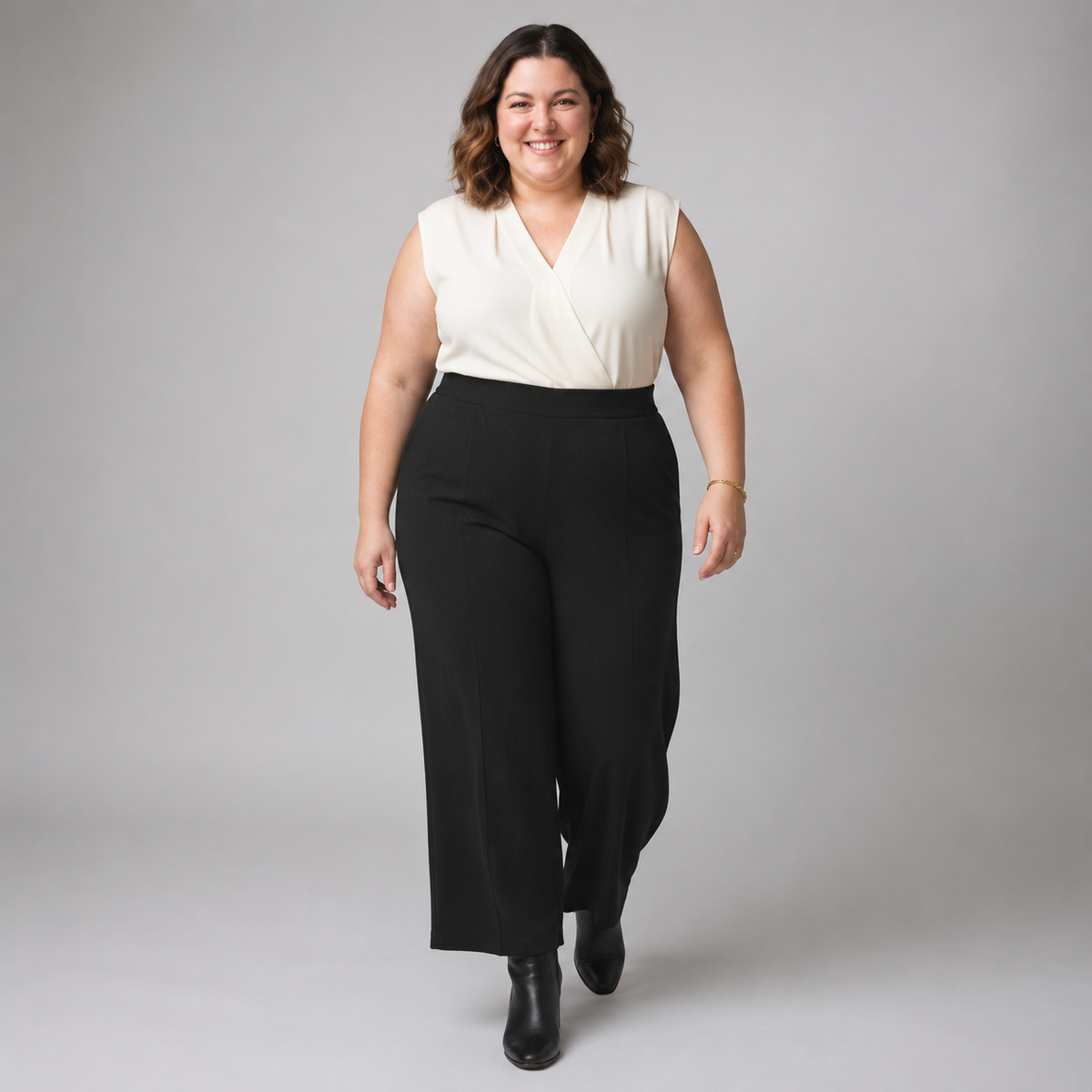 Pantalón palazzo mujer de algodón canalé talla grande confección nacional