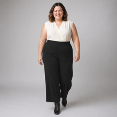Pantalón palazzo mujer de algodón canalé talla grande confección nacional