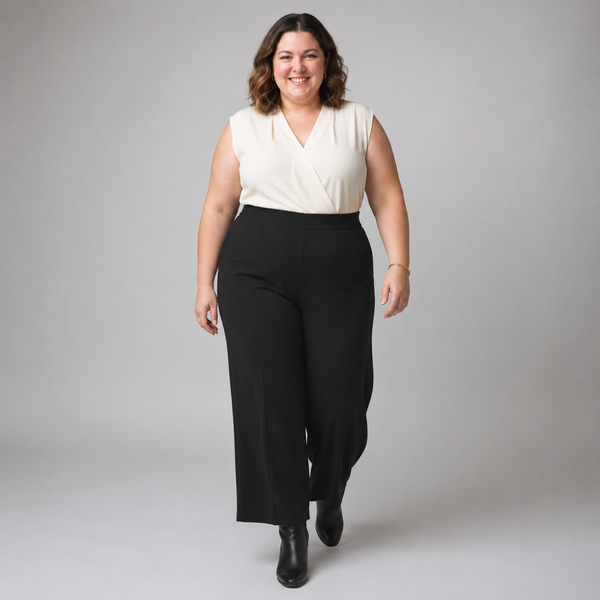 Pantalón palazzo mujer de algodón canalé talla grande confección nacional