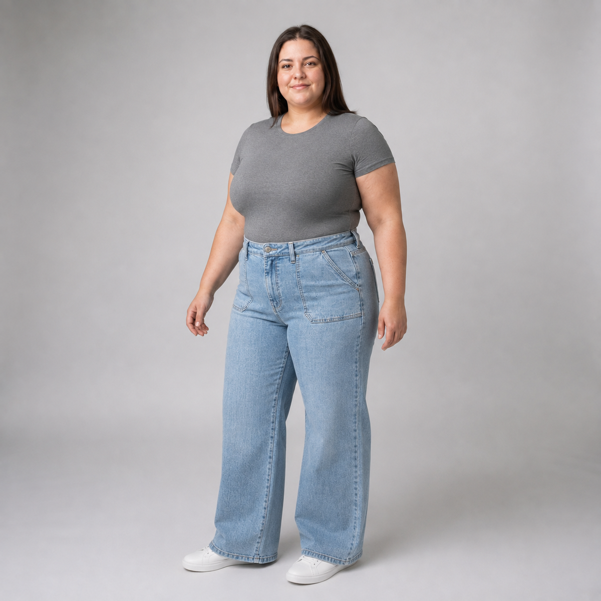 Jeans wide leg mujer talla grande confección nacional