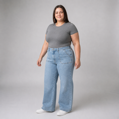 Jeans wide leg mujer talla grande confección nacional