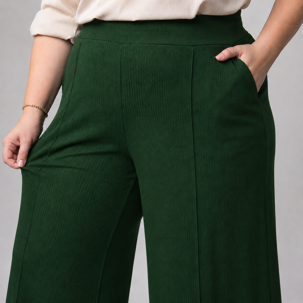 Pantalón palazzo mujer de algodón canalé talla grande confección nacional