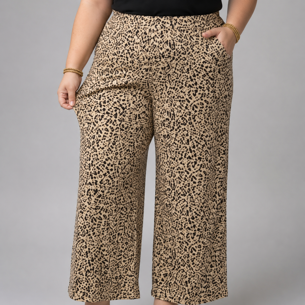 Pantalón palazzo print mujer talla grande tela Sofía confección nacional
