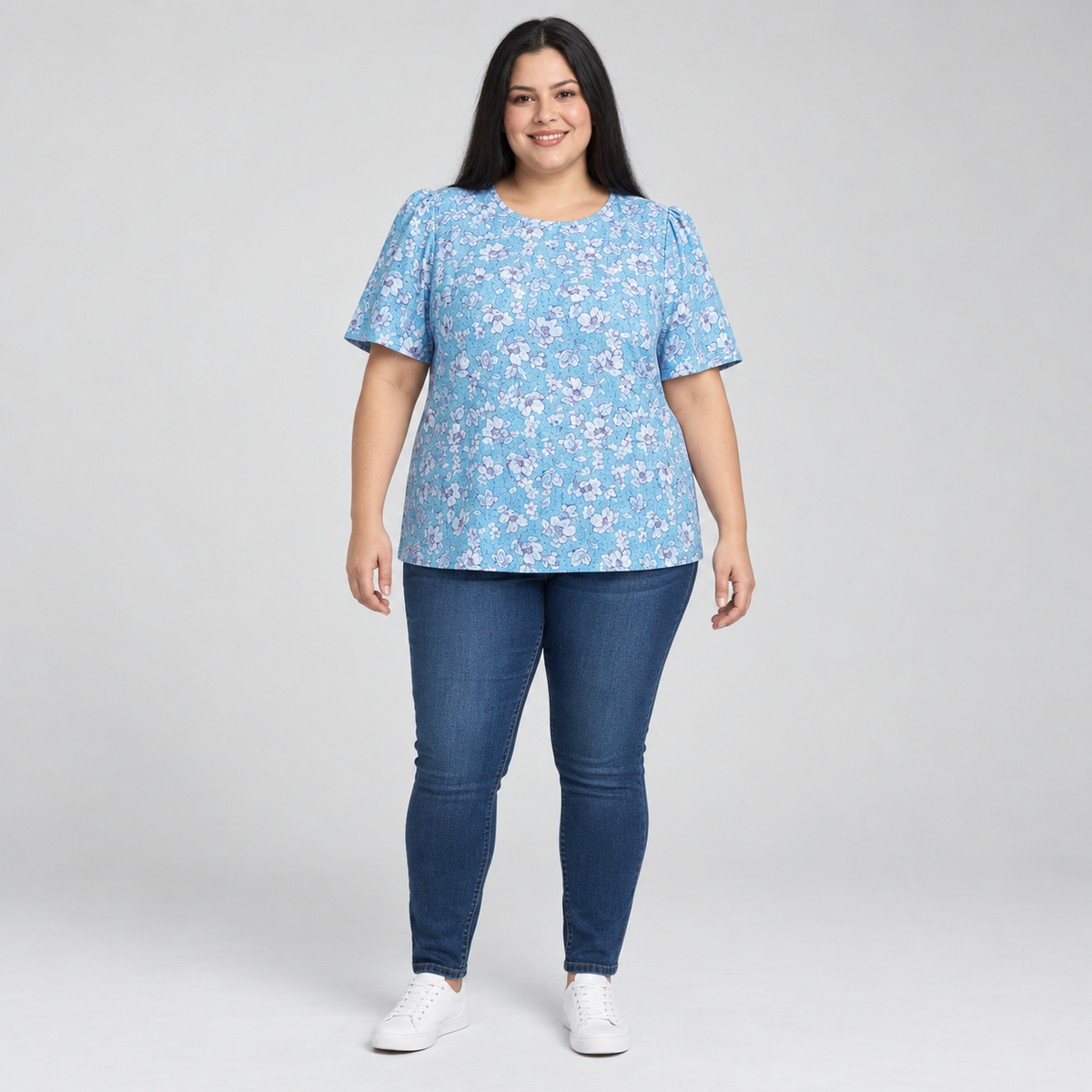 Blusa mujer con mangas onduladas talla grande