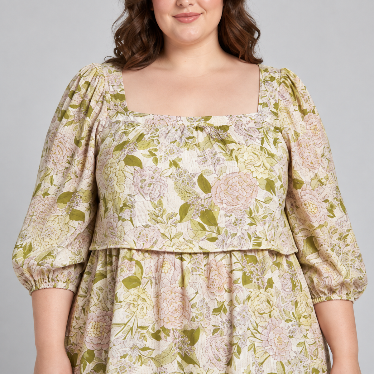 Vestido crema floreado mujer talla grande Who What Wear 2XL