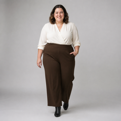 Pantalón palazzo liso tela Sofía mujer talla grande confección nacional