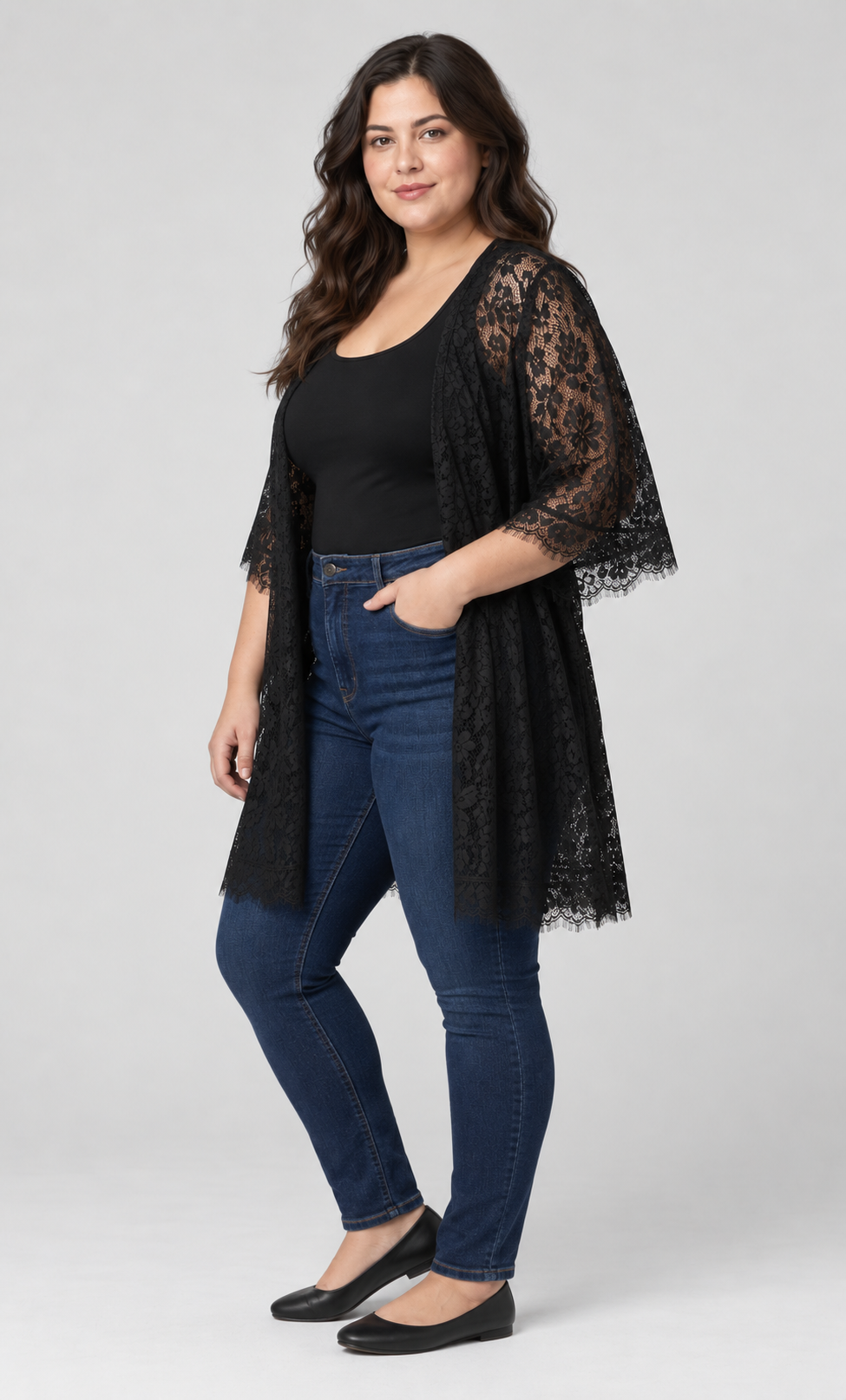 Tapadito negro de encaje mujer talla grande Torrid