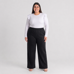 Palazzo algodón afranelado forrado mujer talla grande confección nacional negro XL a 3XL