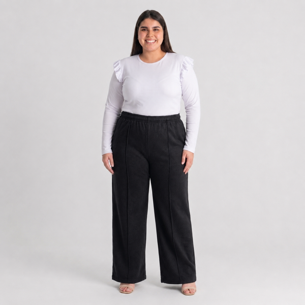 Palazzo algodón afranelado forrado mujer talla grande confección nacional negro XL a 3XL