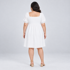 Vestido verano mujer Old Navy blanco hombro arrepollado XL