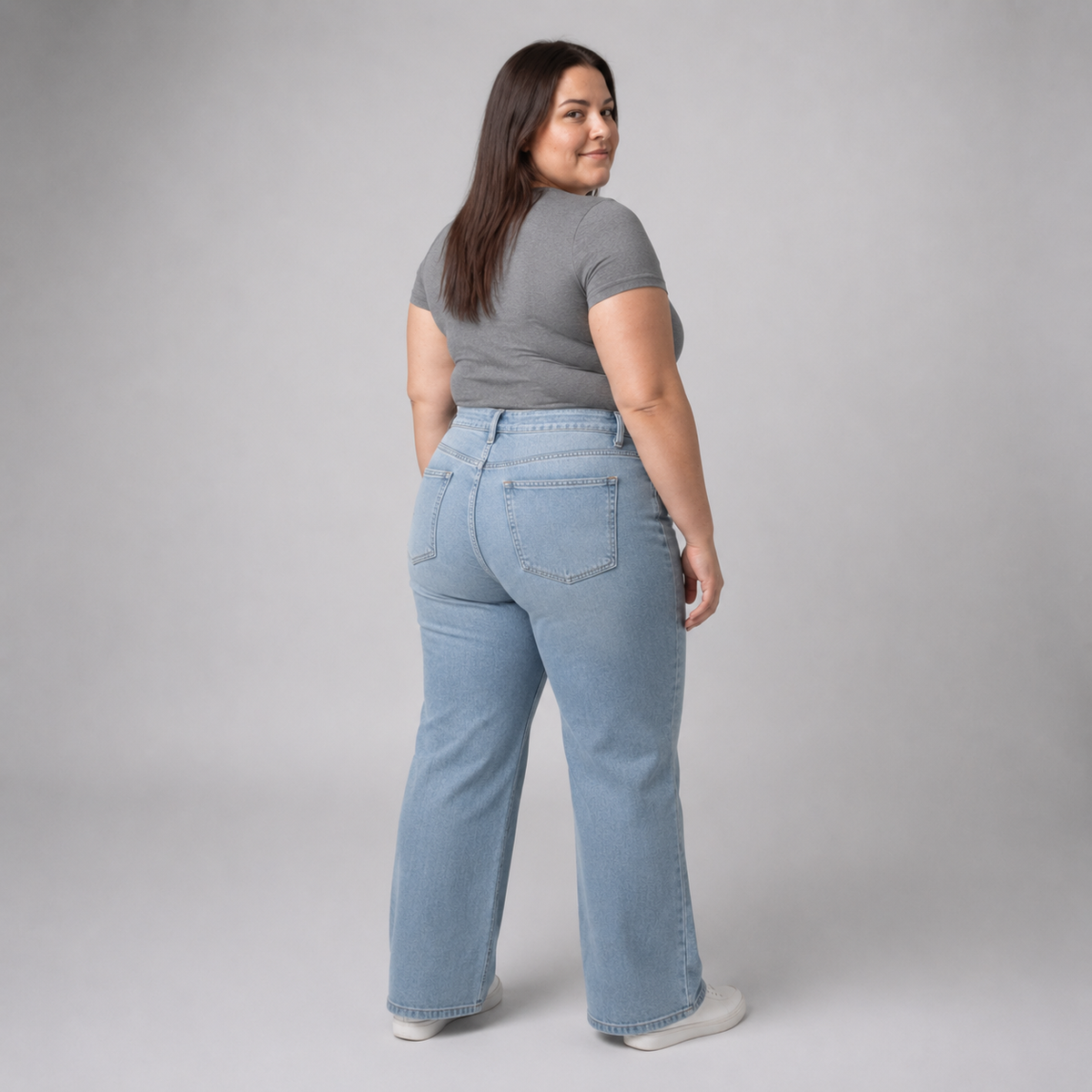 Jeans wide leg mujer talla grande confección nacional