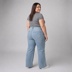 Jeans wide leg mujer talla grande confección nacional