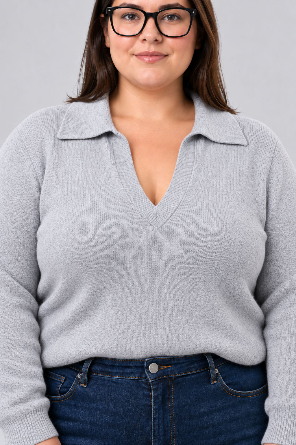 Sweater gris perla mujer Express talla grande